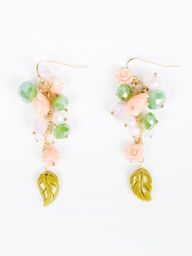 Fashionable Leaf Shaped Gemstone Women Earrings