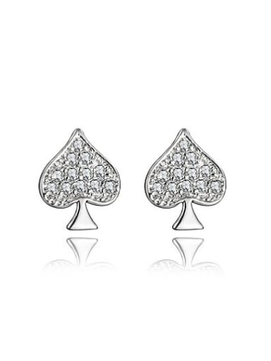 Elegant Platinum Plated Heart Shaped Zircon Stud Earrings