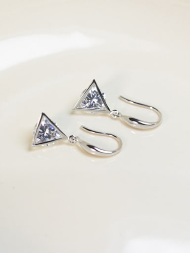 Simple Geometrical Cubic Zircon 925 Silver Earrings