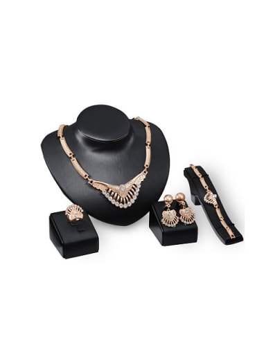 2018 Alloy Imitation-gold Plated Vintage style CZ Four Pieces Jewelry Set