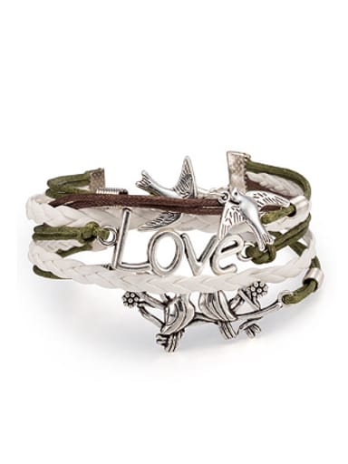 Retro Swallows LOVE Artificial Leather Ropes Bracelet