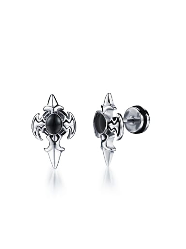 Personalized Black Rhinestones Cross Titanium Stud Earrings