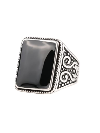 Retro style Black Resin stone Enamel Alloy Ring