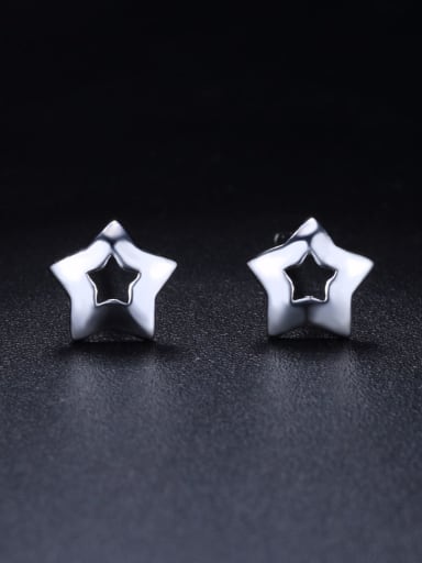 Simple Tiny Hollow Star 925 Silver Stud Earrnigs
