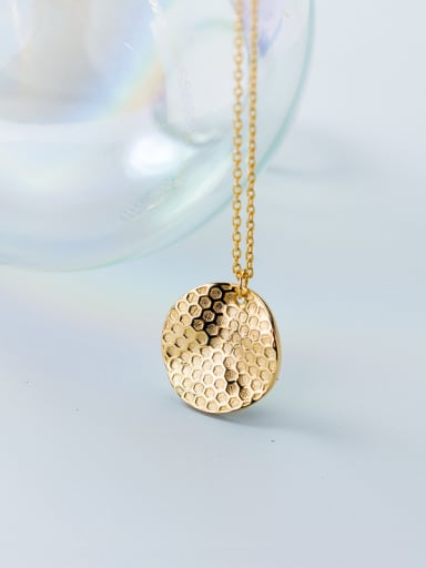 Sterling Silver Plated Gold honeycomb pattern Necklace