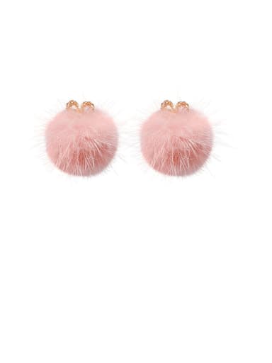 Alloy With Gold Plated Cute  Plush Ball Stud Earrings