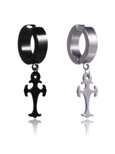 Stainless Steel With Black Gun Plated Trendy Cross Clip On Earrings