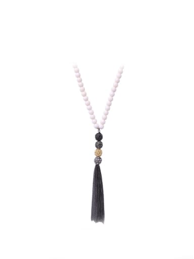 Alloy Beads Tassel Long Sweater Necklace