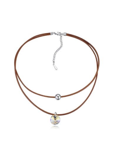 Simple Double Rope austrian Crystal Alloy Necklace