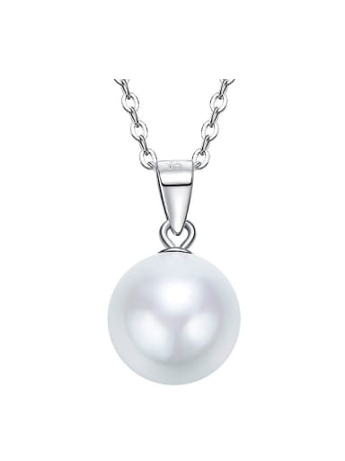 Simple White Artificial Pearl 925 Silver Necklace