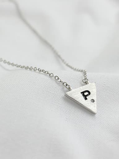 Simple Triangle Letter P Pendant Silver Necklace