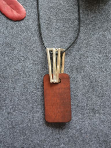 All-match Wooden Square Shaped Necklace