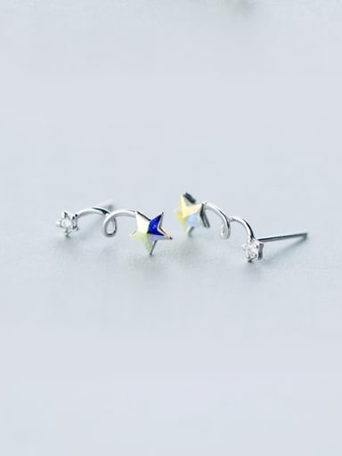 S925 Silver Fashion Sweet Color Star Stud cuff earring