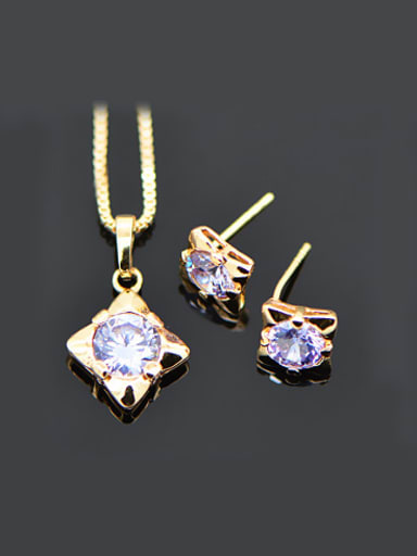 18K Fashion Zircon Colorfast Two Pieces Jewelry Set