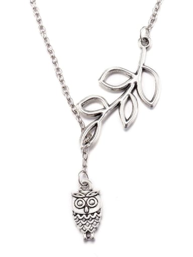 Fashion Owl Hollow Leaves Necklace