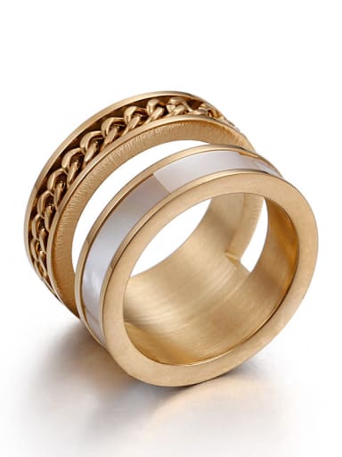 Stainless Steel With Gold Plated Shell Fashion Rings