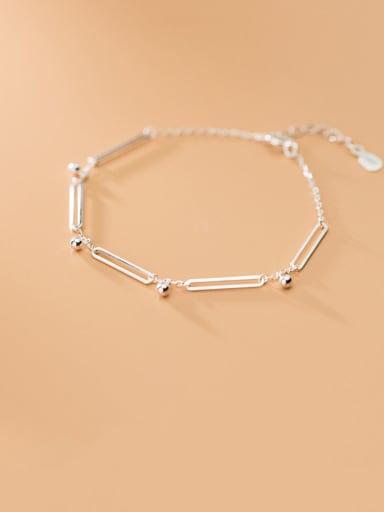 925 Sterling Silver With Platinum Plated Simplistic  Hollow Geometric Bracelets