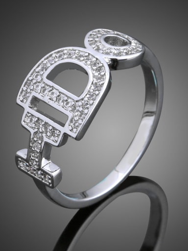 Personalized Monogram Cubic Zirconias Platinum Plated Copper Ring