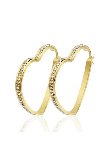 Elegant Gold Plated Heart Shaped Rhinestones Drop Earrings