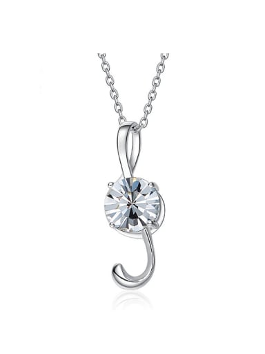 Simple Music Note Cubic austrian Crystal Pendant 925 Silver Necklace