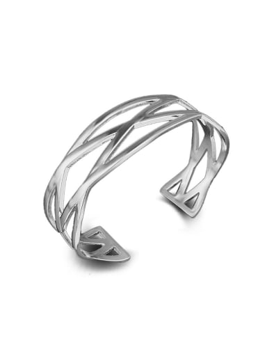 Simple Hollow Silver Plated Copper Opening Bangle