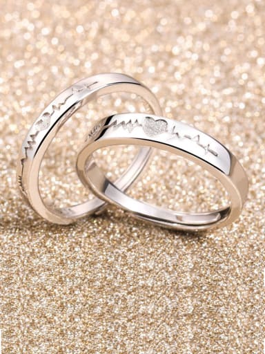 925 Sterling Silver  Simplistic Heart Lovers Free Size  Rings