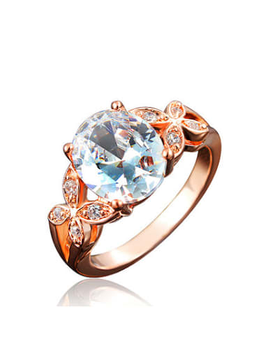 All-match Rose Gold Plated Butterfly Shaped Zircon Ring