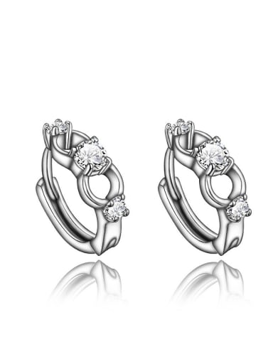 Exquisite Platinum Plated Geometric 4A Zircon Clip Earrings