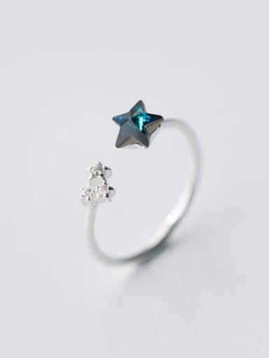 S925 Silver Small Fresh Blue Zircon Opening Ring