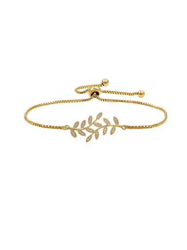Copper With Cubic Zirconia  Simplistic Leaf  adjustable Bracelets
