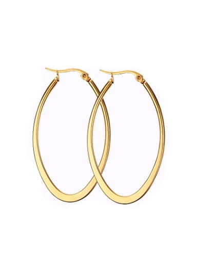 Fashionable Gold Plated Letter U Shaped Titanium Drop Earrings