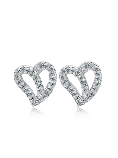 Double D Micro Pave Silver Stud Earrings