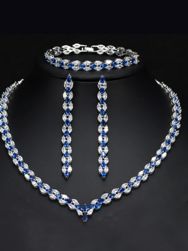 The Luxury Shine  High Quality Zircon Necklace Earrings bracelet 3 Piece jewelry set