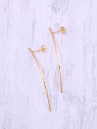 Titanium With Gold Plated Simplistic Smooth Fringe Threader Earrings