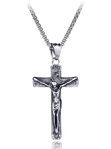 Stainless Steel With Antique Silver Plated Fashion Cross Necklaces