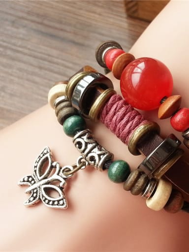 Multi-layer Star Shaped Red Bead Bracelet