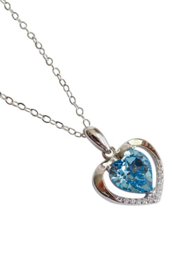 Fashion Heart shaped Zircon Silver Necklace