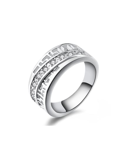 Micro Pave Zircons Silver Plated Women Ring