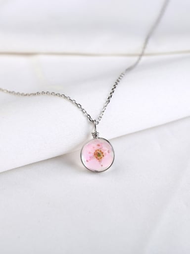 Fashion Glass Ball Flowery Silver Necklace