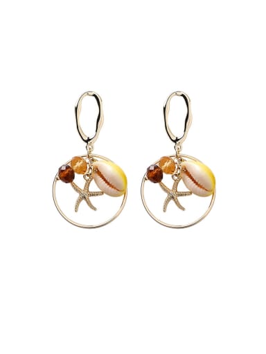 Alloy With Rose Gold Plated Bohemia Geometric Sea Star Drop Earrings