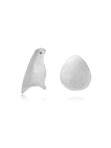 Egg Bird -shape Silver Stud Earrings