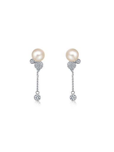 Exquisite Geometric Shaped Artificial Pearl Line Earrings