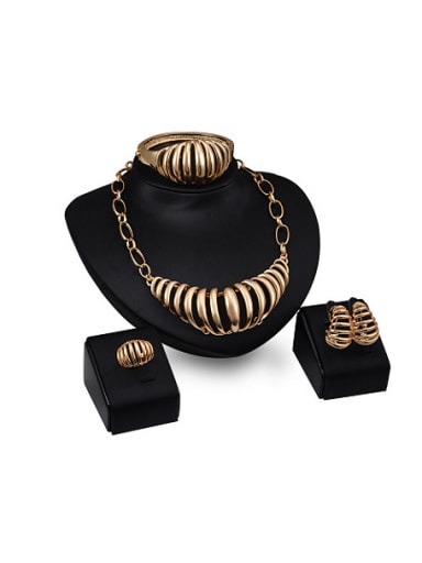 2018 Alloy Imitation-gold Plated Fashion Hollow Four Pieces Jewelry Set