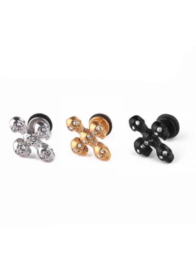 Stainless Steel With Black Gun Plated Personality Skull Stud Earrings