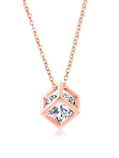 Copper With Rose Gold Plated Trendy Geometric with cube Necklaces
