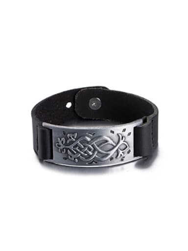 Retro style Black Artificial Leather Bracelet