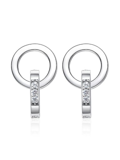 Fashion Shiny Cubic Zirconias 925 Silver Stud Earrings