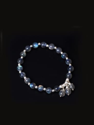 Natural Moonlight Stone Silver Bracelet