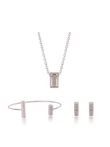 Alloy White Gold Plated Simple style Rhinestones Three Pieces Jewelry Set