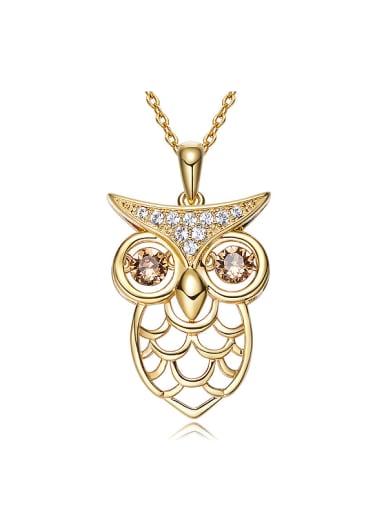 Personalized Cubic Rotational austrian Crystals Hollow Owl Copper Necklace